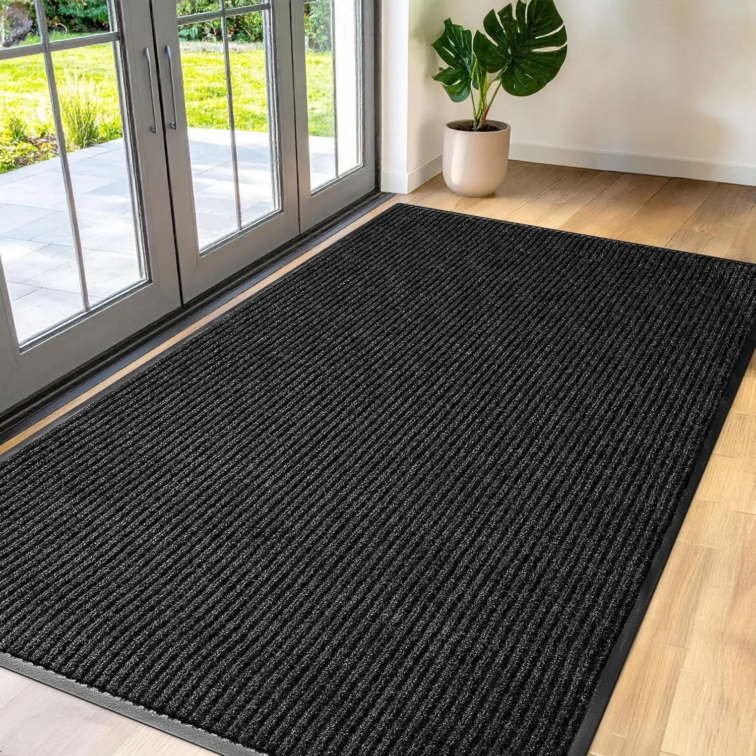 3' x 5' Charcoal Large Door Mat, Heavy Duty Commercial Industrial Floor Mat with Nonslip Rubber Backing for High Traffic Areas & Business Entryway