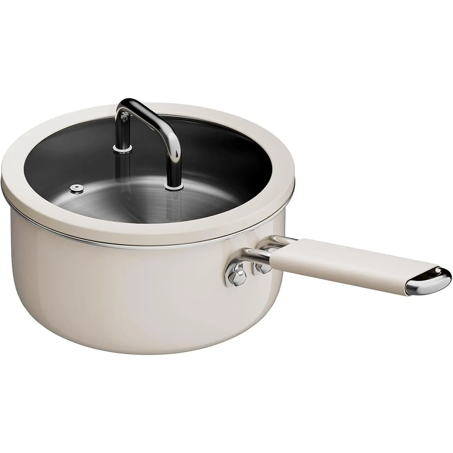 Tri-Ply Stainless Steel 1.5 Quart Sauce Pan with Lid, Cooking Pot for All Cooktops, PTFE & PFOA Free, Perfect for Home Kitchen and Restaurant Use