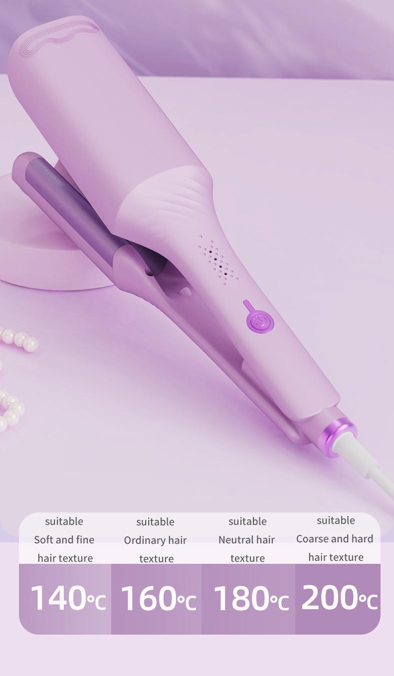 Glory Curler 32MM French Wave Curling Iron with 30W Power 2 Barrels Adjustable Temperature Fast Heating 30 Seconds Auto-Off Safety Lock for All Hair Types French Pink Silicone Thermal Brush and Curler Wand