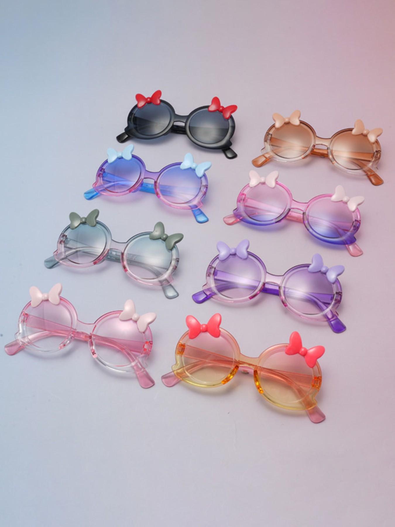 Women's Fashion Butterfly Knot Glasses, Round Frame, Gradient Colors, Multiple Color Options, Perfect for Parties, Travel, College