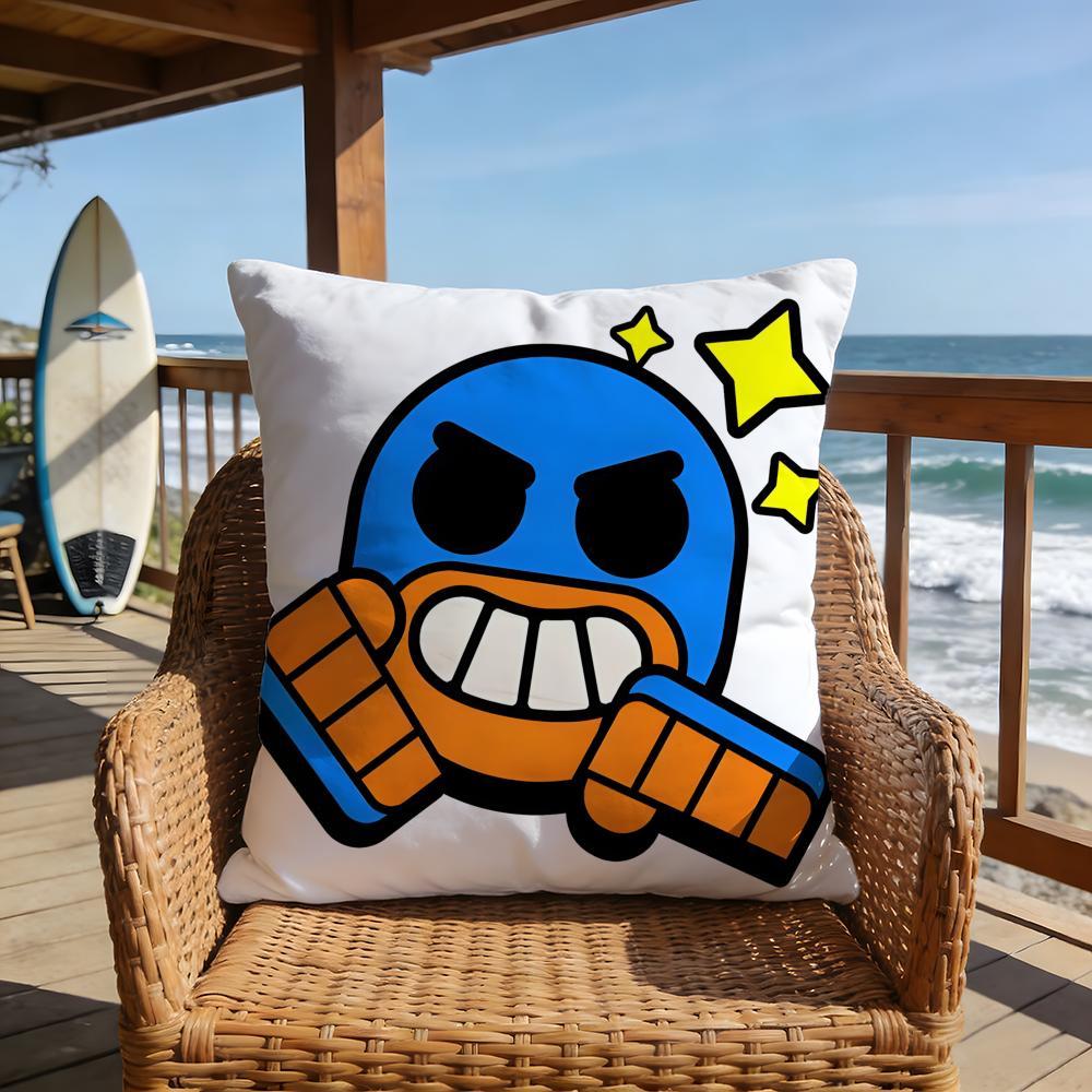 hot game Brawl Stars emoji meme Pillow Case 2026 new style printing Pillowcase Anti-dustmite Invisible zipper silky short plush Sofa cushion cover polyester microfiber queen king bed home