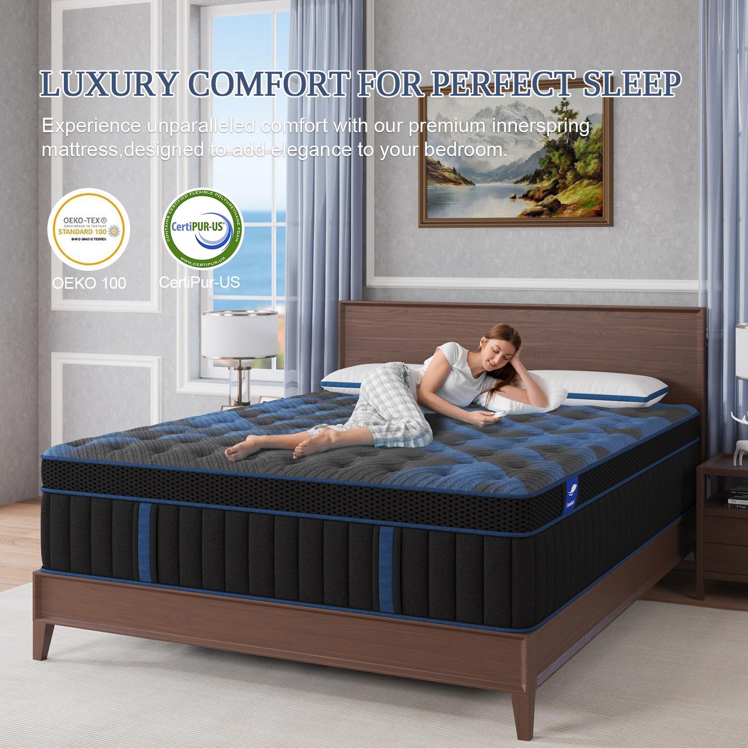 12"14" Twin Full Queen King Size Mattress in a Box Hybrid Pocket Spring Memory Foam, Medium Firm Ergonomic Mattress motion isolation with Lumbar Support