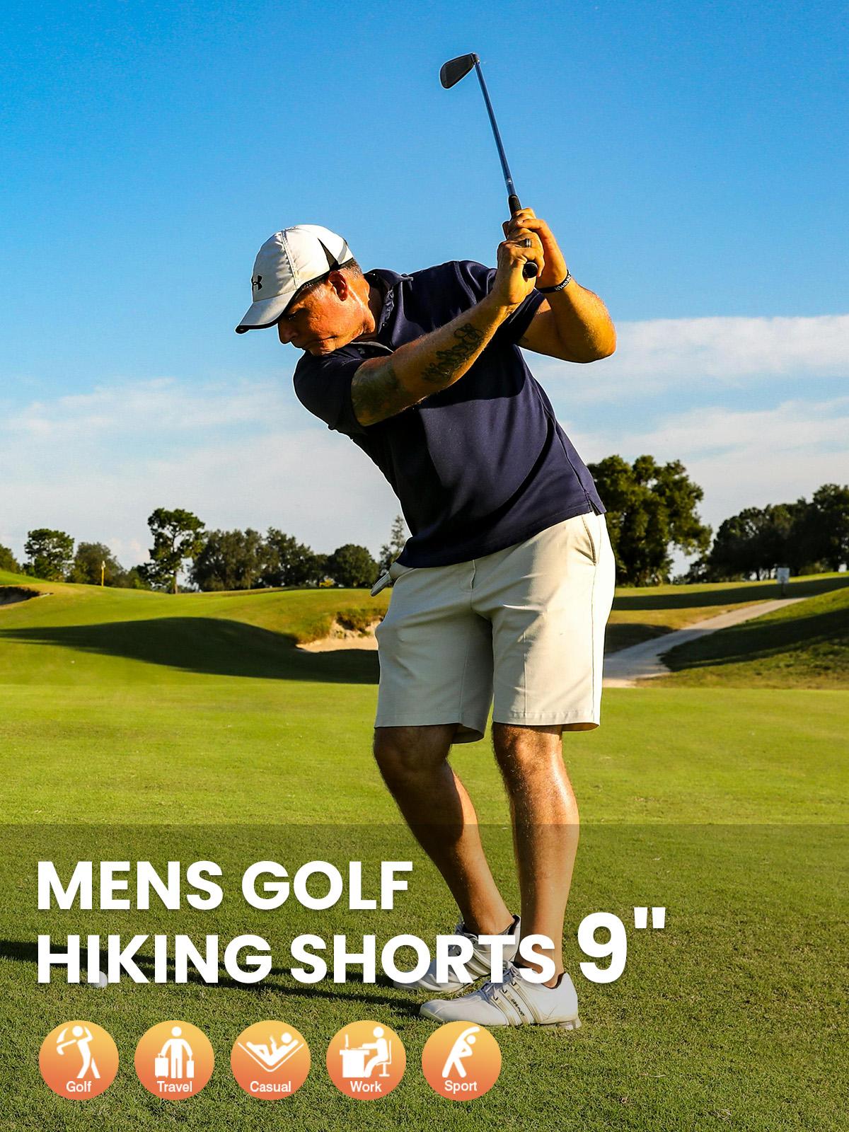 GOPUNE Men's Shorts 4-Way Stretch Quick-Dry 9" Work Casual Golf Shorts with 5 Pockets Golf  Lightweight  Pants #US OPEN TENNIS #dealsforyoudays #NovaTopFinds