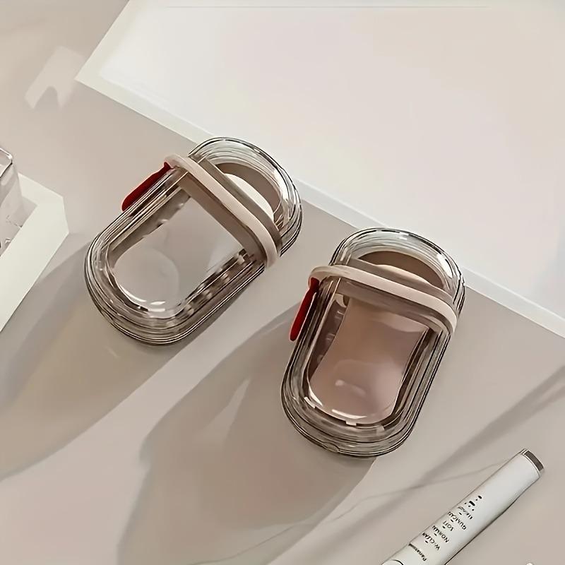 2pcs Portable Soap Dispenser with Lid, Compact Oval Design, Transparent Cover, Waterproof, Durable Pet Material, Ideal for Camping, Gym, Bathroom, Kitchen