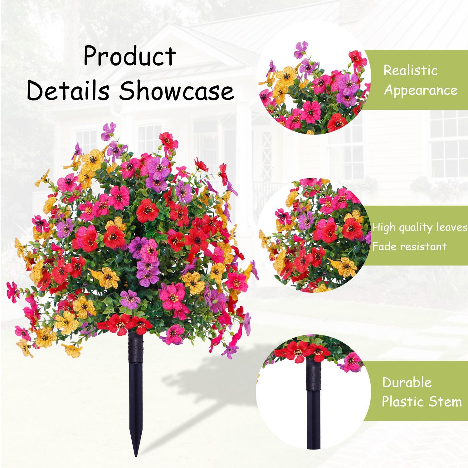 Artificial Flowers for Outdoor Indoor Garden Home Decoration, Decorative Faux Flower Daisy with Eucalyptus Leaves Fake Plants Greenery Boxwood Porch Patio