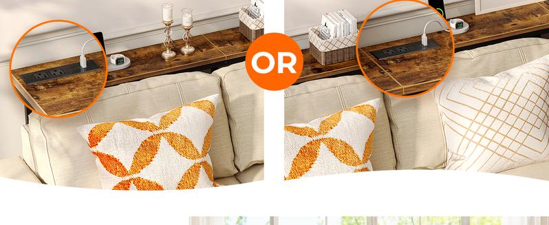 SUPERJARE Long Couch Table with Outlet, Sofa Table with Charging Station, Narrow Hallway Entryway Table, Behind Couch Table, for Living Room