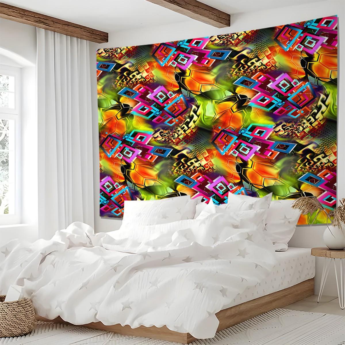 1 Pcs Boho Paisley Printed Tapestry, Vintage Ethnic Style Wall Hanging, HD Digital Print Tapestries, Soft Durable & Lightweight, Ideal for Bedroom, Living Room, Dorm, Studio Decor, Trendy Bohemian Home Decor Tapestrys