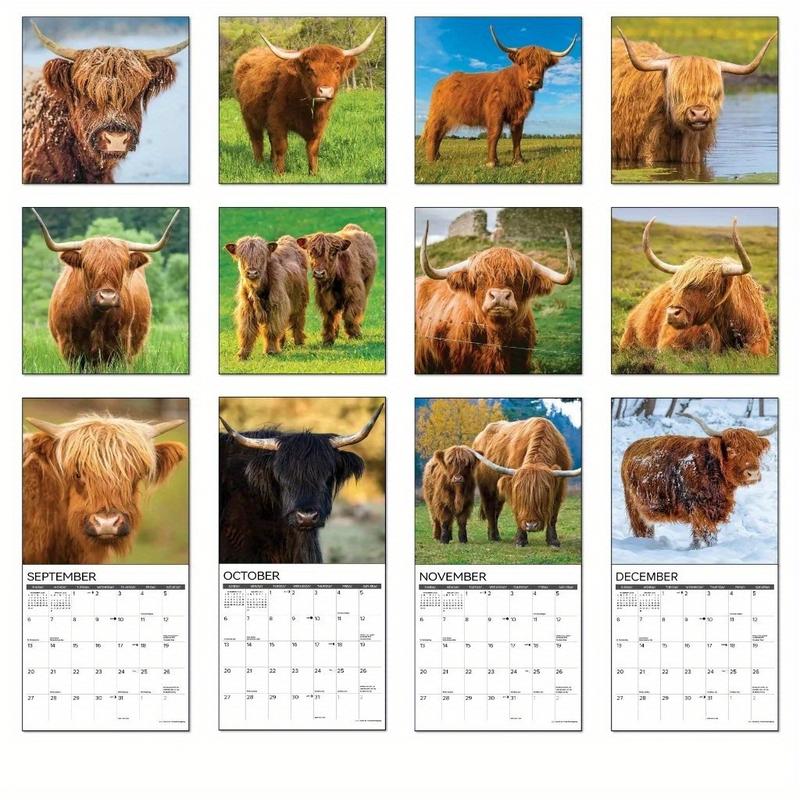 2026 Highland Cow Calendar, Scottish Cow Wall Planner, Farm Animal Lover's Monthly Schedule, Annual Plan, Home Office Decor Gift