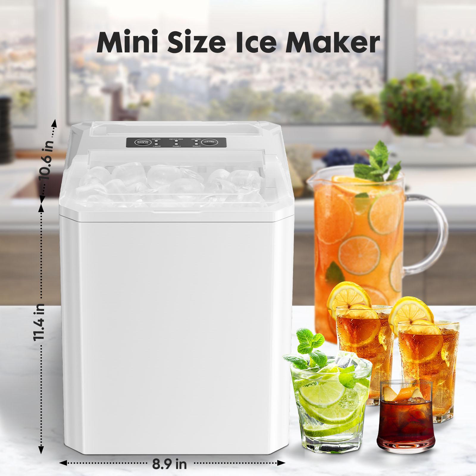 Ice Maker Countertop with Handle, 26.5lbs/24Hrs, 9 Ice Cubes Ready in 6 Mins, Self-Cleaning Portable