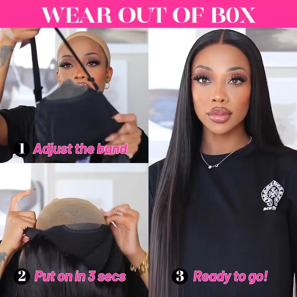 9x6 Glueless Wig Human Hair Ready To Wear Pre-Cut Lace Ready And Go Glueless Wigs Straight Lace Front Human Hair Wig For Women