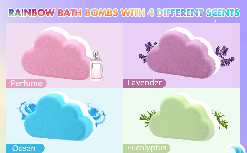 Rainbow Bath Bombs for Kids, Handmade 1 Pcs Kid Bath Bombs, Easter Basket Stuffers, Easter Gifts for Kids Teens Girls Toddlers