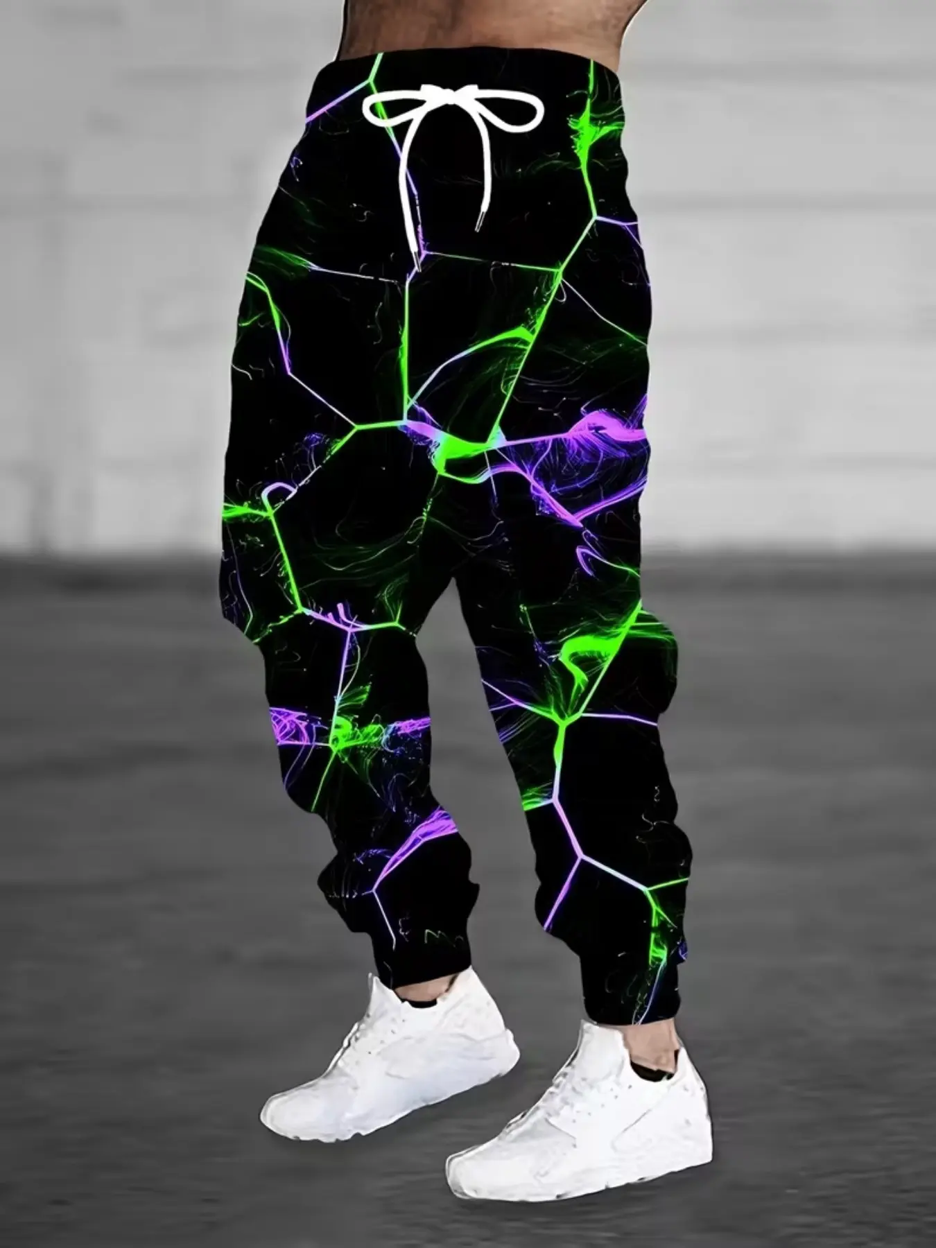 Men's Jogger Pants, Bright and 3D Geometric Print, Printed Sweatpants, Casual Sweatpants with Drawstring and Pockets, Ideal for Gym and Streetwear
