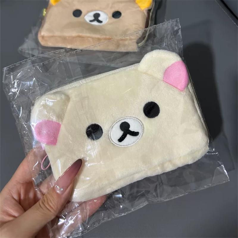 Rilakkuma Korilakkuma Plush ID Card Holder Pass Case Cartoon Bear Kawaii Cute Key Holder for Women Key Wallet Pouch