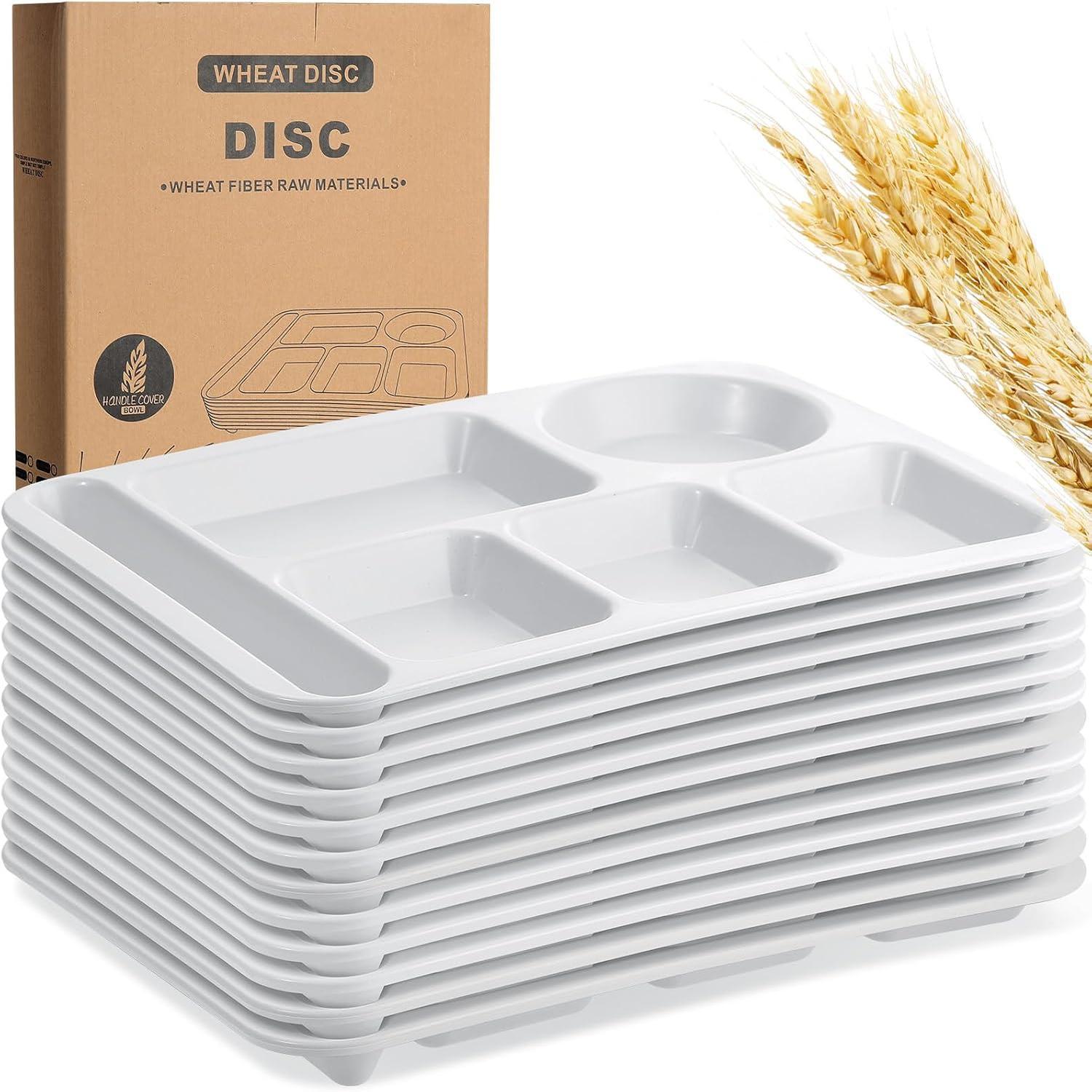 12 count 14'' Large Divided Plates Unbreakable Wheat Straw Lunch Trays 6 Compartments Cafeteria Trays Microwave Dishwasher Safe Separator Plates (Black, Dark Gray, Beige) 12 count 14'' Large Divided Plates Unbreakable Wheat Straw Lunch Trays 6 Compartments Cafeteria Trays Microwave Dishwasher Safe Separator Plates (Black, Dark Gray, Beige)