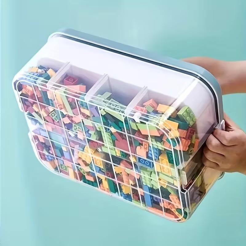 Stackable Storage Box with Dividers, Divided Compartments, Large Particle Building Block Organizer, Parts Classification Container, Ideal for Toy Organization