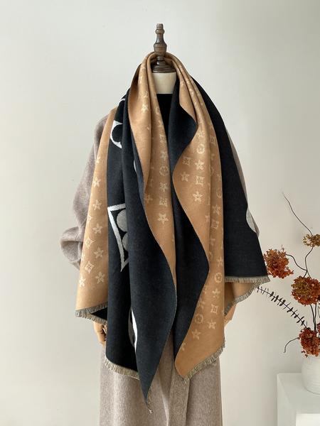 Boho Floral Pattern Imitation Wool Scarf for Women, Thick Soft Double-Sided Boho Style Shawl, Comfortable Design for Fall & Winter Daily Wear