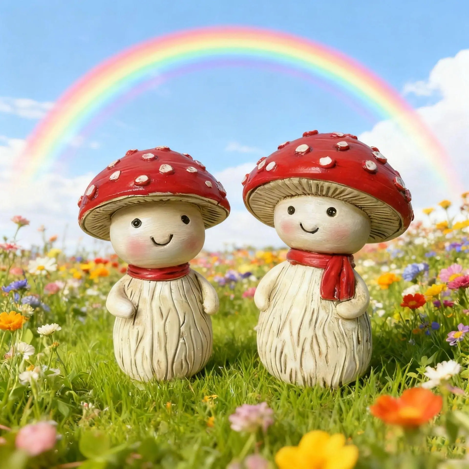 Mushroom Sculpture Outdoor Garden Decor Statue, Ideal for Home and Garden Decoration, 2 Pack Fairy Mushrooms, Perfect Gift for Gardening Enthusiasts