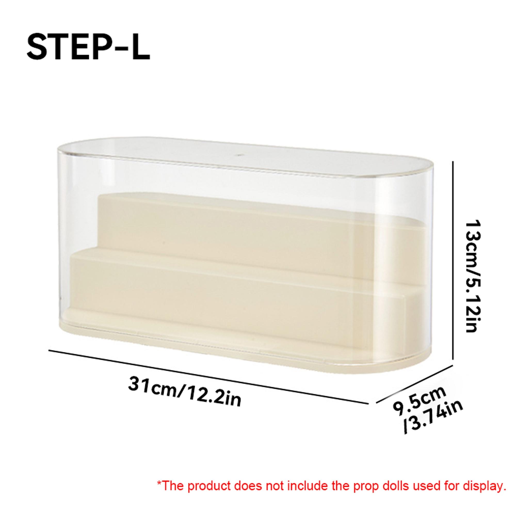 Stackable Staircase Desktop Storage Display Box, Curved Edge Design, Transparent Dustproof Moisture-Proof Cover, Perfect for Mini Figures, Figurine