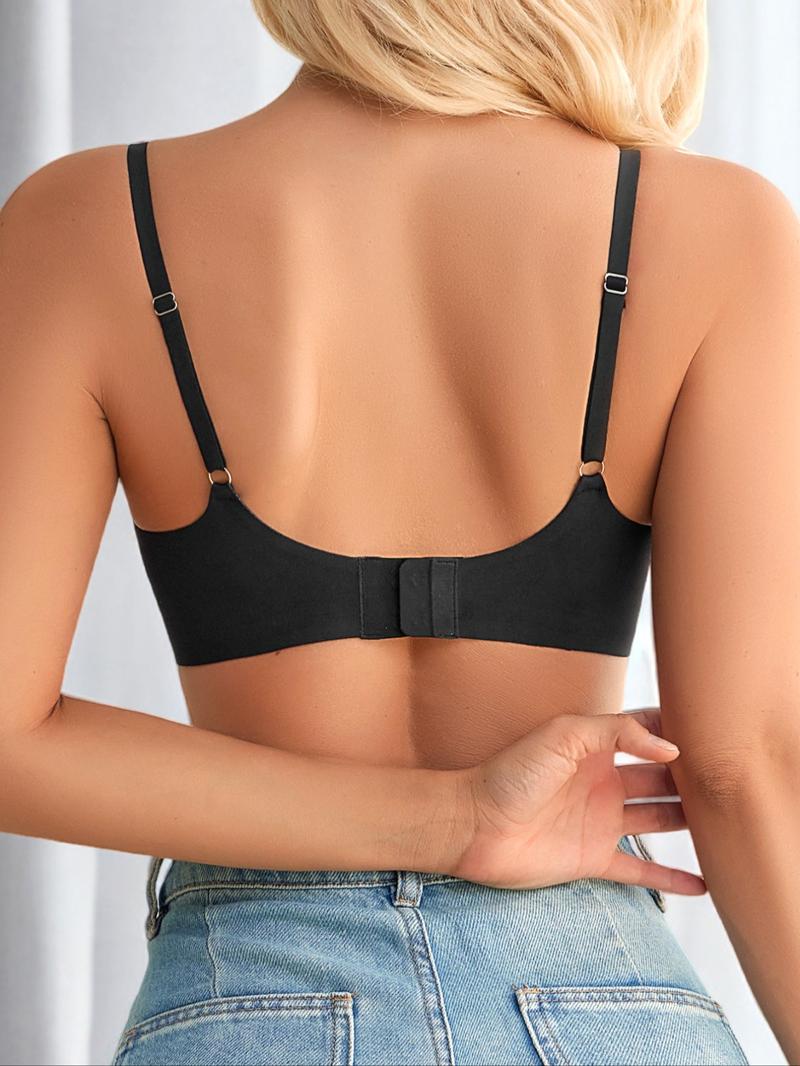 Women's Wireless Bra with Removable Pads, Casual Fitted Design, Medium Support, All Seasons, Plain Pattern, Daily Wear