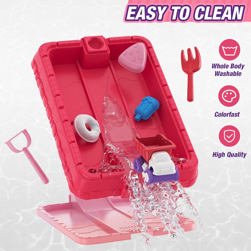 Beach Sandbox with Lid, Indoor Outdoor Kids Sand Pit Digger Excavator Sand Box Construction Toys/Umbrella/Beach Toys for Toddler 3-5, Summer Toys,Boys Girls Christmas Halloween Thanksgiving Gifts