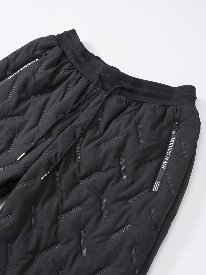 Men's Soft Comfortable Pants, Polyester Fleece Fabric, Zipper Details, Pockets and Waistband, Windproof Warm Outdoor Long Pants, Casual Outdoor Trouser