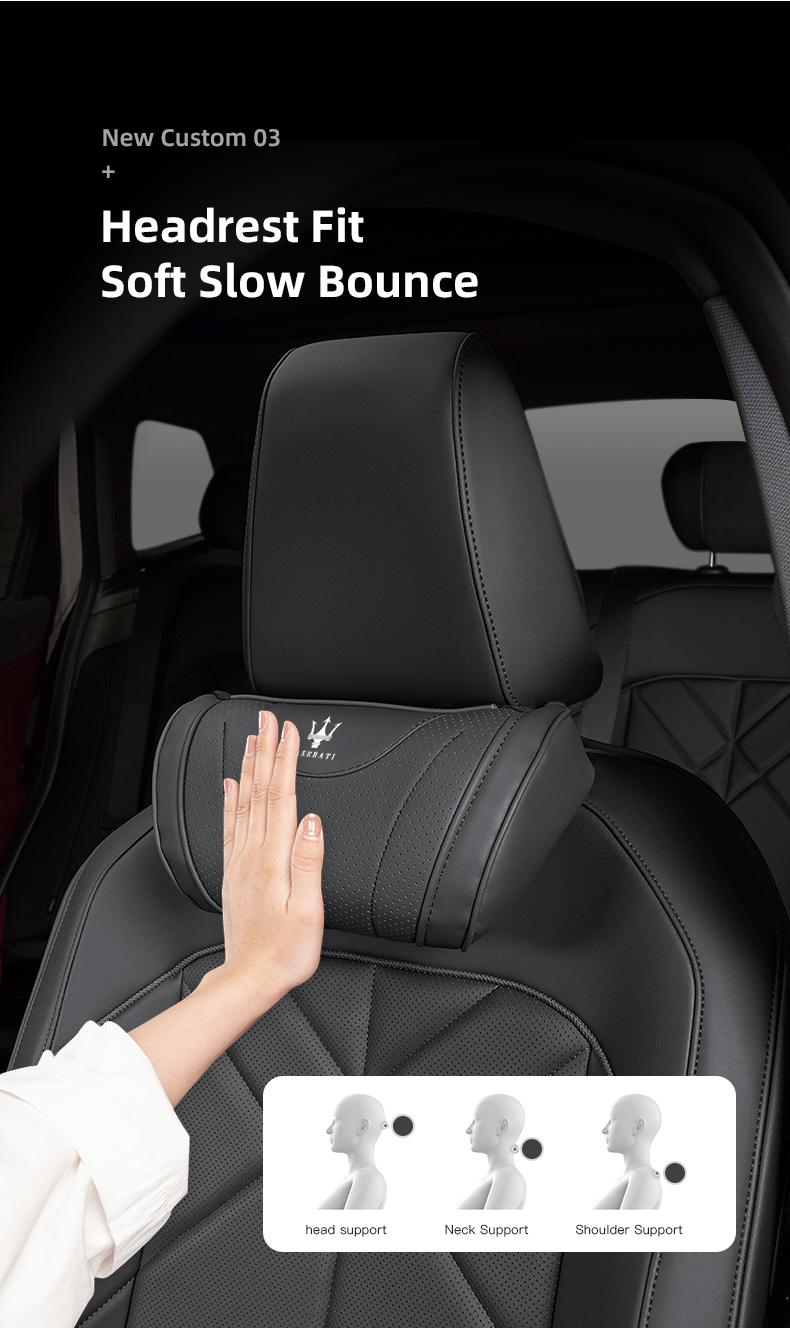 Car Headrest Neck Support Seat Lumbar Cushion Neck Pillow For Maserati Quattroporte GranTurismo MC20 Levante Ghibli Grecale President GranCabrio Coupe Spyder