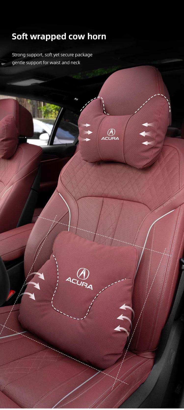 Car Seat Headrest Lumbar Support Protective Pillow Waist Cushion For Acura ADX RDX ZDX Integra NSX MDX TLX CDX ILX RLX TL RL