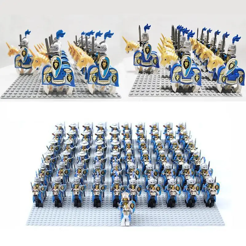2026 Hot selling toys Medieval Age Vintage Falcon Frightening Knight & Red Lion Castle Dragon King Solider Figures with Horse Building Block Kid Toys Internet-famous toy