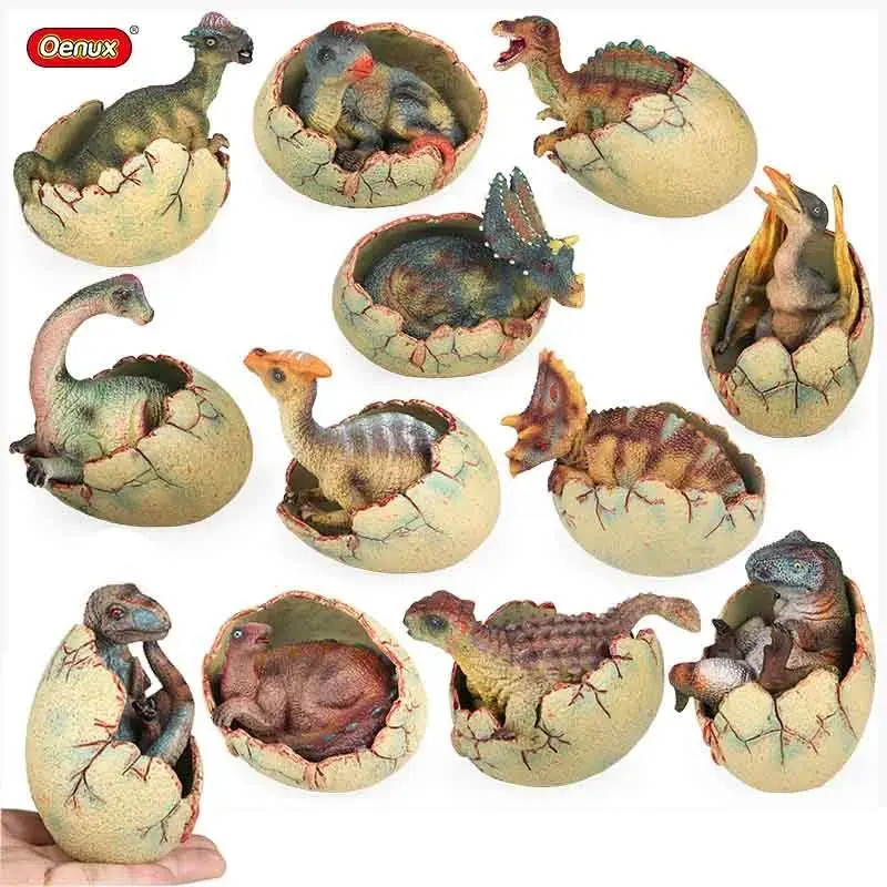 Realistic Hatching Dinosaur Egg Model T-Rex Spinosaurus Velociraptor Pterosaur Figurine Statue Home Decor Collection Ornaments