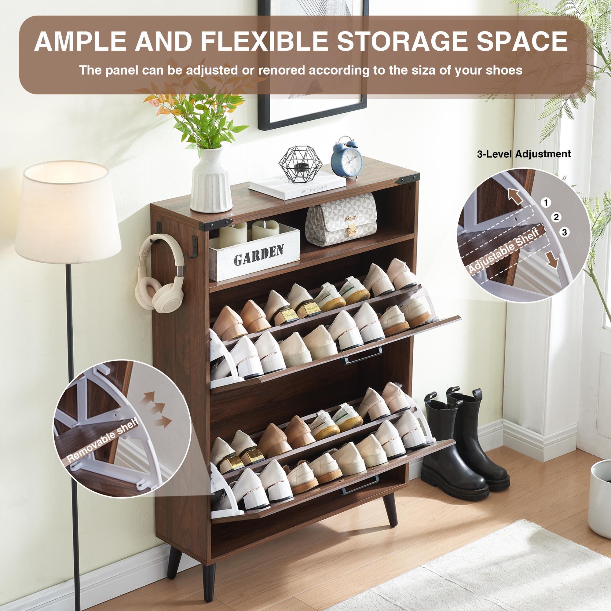 PieDle Furniture Shoe Storage Cabinet,Farmhouse Shoe Organizer with 2-4 Flip Drawers & Barn Door Design,Freestanding Hidden Slim Narrow Shoe Rack Cabinet with Open Storage for Entryway, Foyer,Hallway PieDle Furniture Shoe Storage Cabinet,Farmhouse Shoe Organizer with 2-4 Flip Drawers & Barn Door Design,Freestanding Hidden Slim Narrow Shoe Rack Cabinet with Open Storage for Entryway, Foyer,Hallway