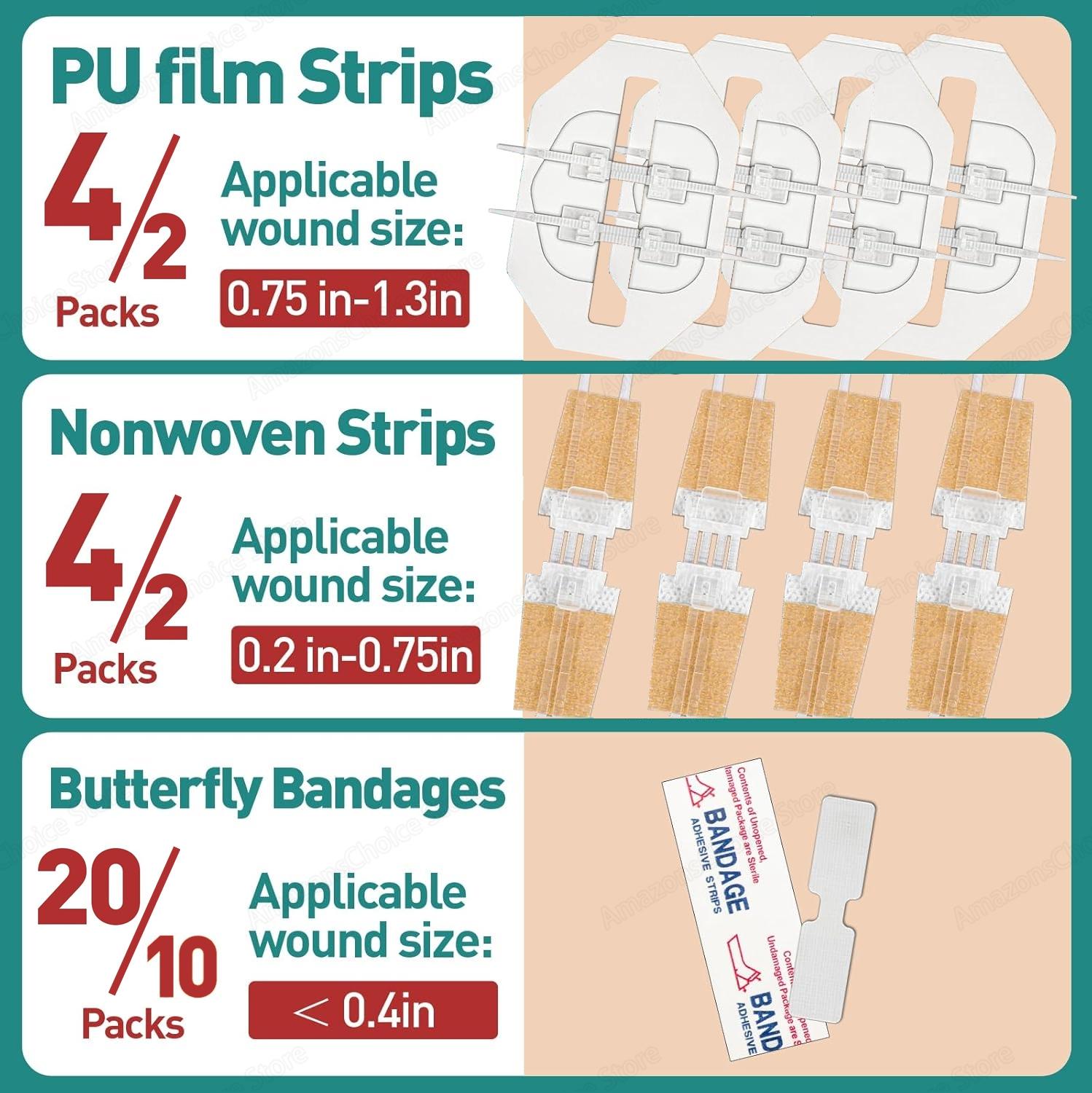 Sanke Rescue 14/28 Pack Wound Closure Strips Zipper Bandages Emergency Laceration Closure Kit Repair Wounds Closures Device