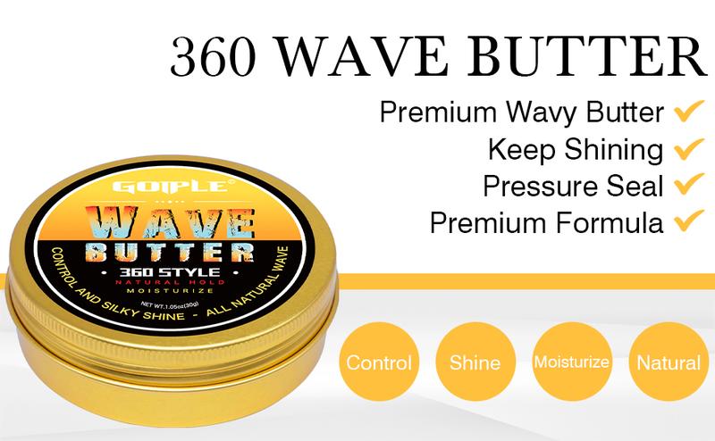 Strong Hold Wave Pomade for Men, Easy Wash 360 Wave Training Hair Cream Moisture, Silky Shine, Brush and Durag Cap Set Afro Curl Defining Mousse Valentinesday Gift