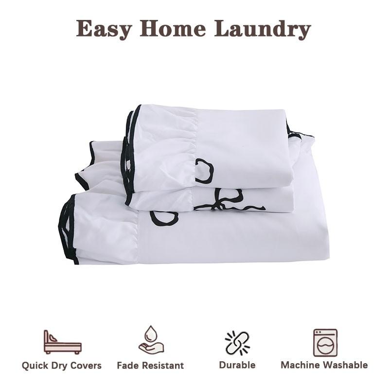 3pcs Princess Style Bow Ruffle Bedding Set, Includes 1 Duvet Cover + 2 Pillowcases No Insert, Comfortable Sleep, Durable Material, Perfect Gift