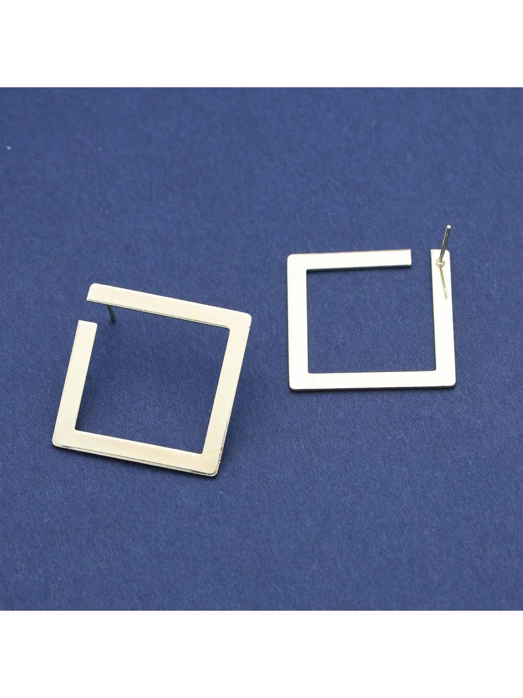 Vintage minimalist square earrings, irregular earrings, new exaggerated cool-style fashion earrings for women, open accessories, versatile for couples, best friends, dates and daily wear