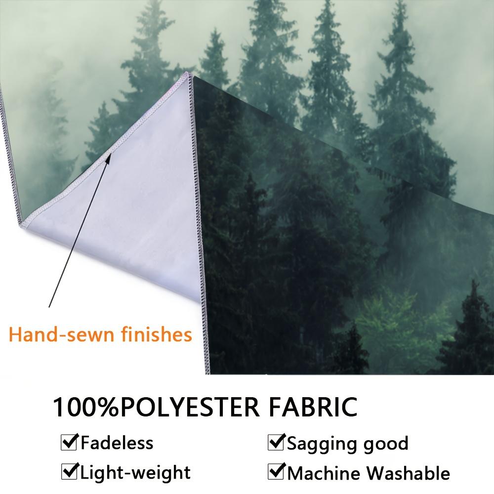 1Pc Misty Forest Wall Hanging Tapestry, Durable Decorative Tapestry - Natural Fog Tree Polyester Backed, Wall Mounted home, office - Harmonious Mountain View with Pine and Rolling Hills, Interior Decor, Party Decor, Free Installation