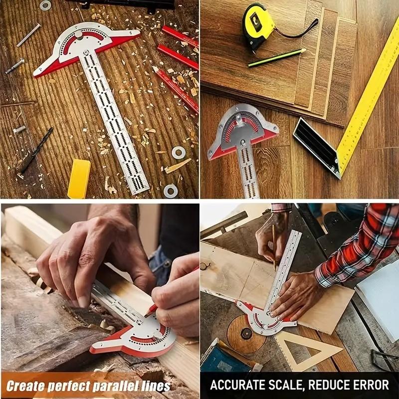 Woodworking Ruler Edge Angle Measuring Tool, Imperial Metric Wood Drill Bit, Mortise Chisel, Home Improvement Tools