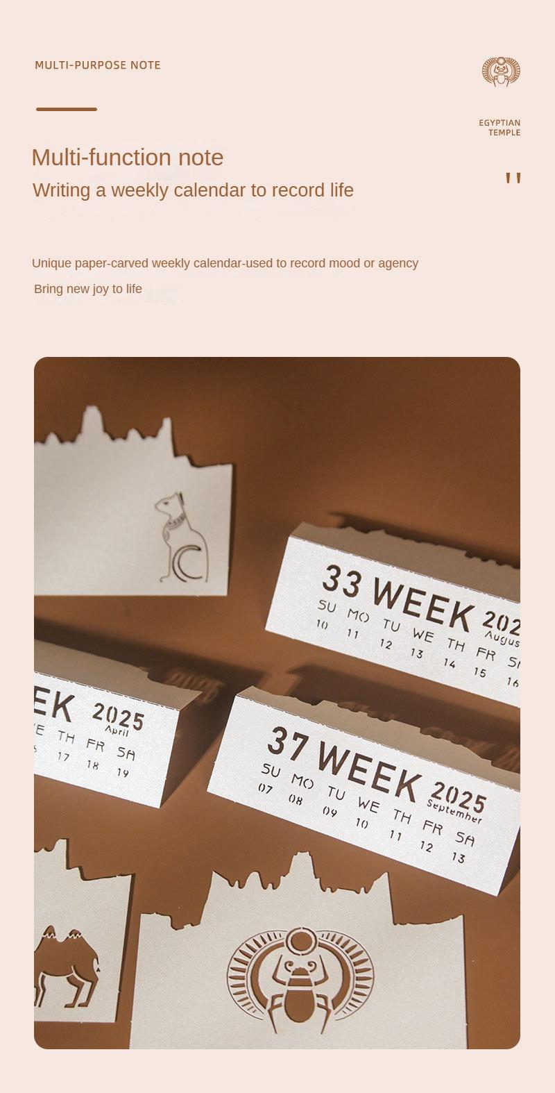 3D Egyptian Temple Calendar, Hand-Torn Paper Sculpture, Magical Art Desktop Ornament, Tear-Off Notepad & Memo Pad, Creative Gift for Home/Office, Perfect Birthday/Christmas/New Year Gift