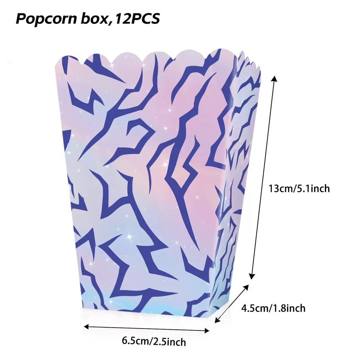 12 Purple Lightning Popcorn Boxes Striped Paper Bags, Party Bags, Candy Boxes, Perfect for Themed Celebrations, Party Decorations | Elegant Party Boxes | Popcorn Boxes