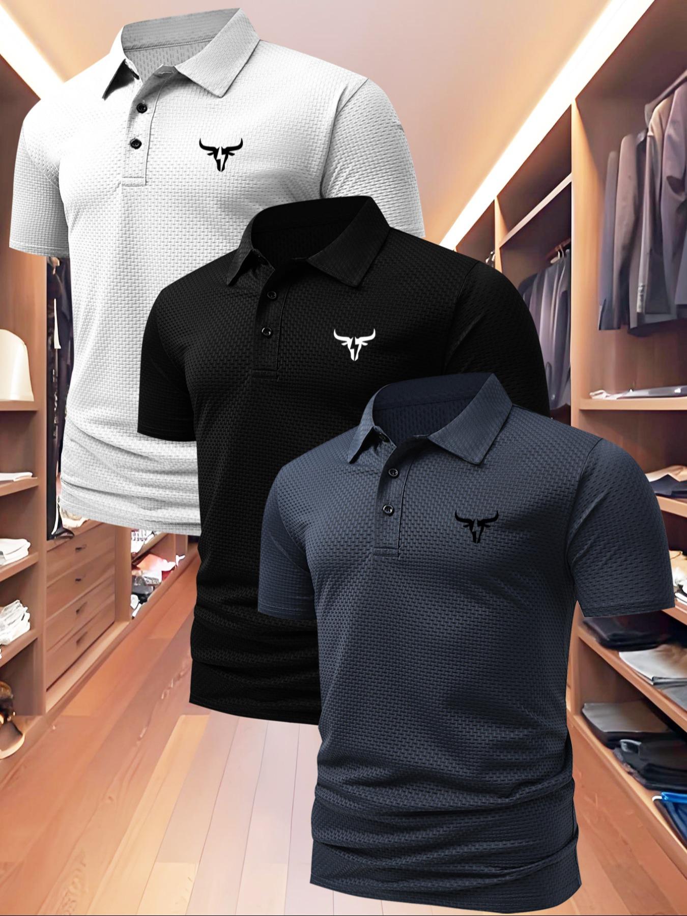 Men's High-End Polo Shirt, Summer Casual Fitted Short Sleeve, Print, Quick-Dry Fabric, Outdoor Sports & Leisure Wear, Perfect Birthday Gift!