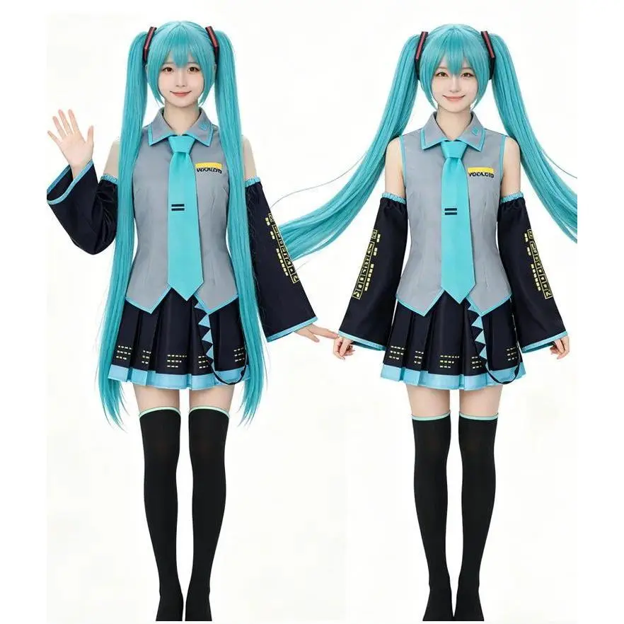 Anime Character Performance Clothes MIKU Anime Clothes Cosplay Clothes JK Skirt Same Suit Wig Accessories Halloween Costume