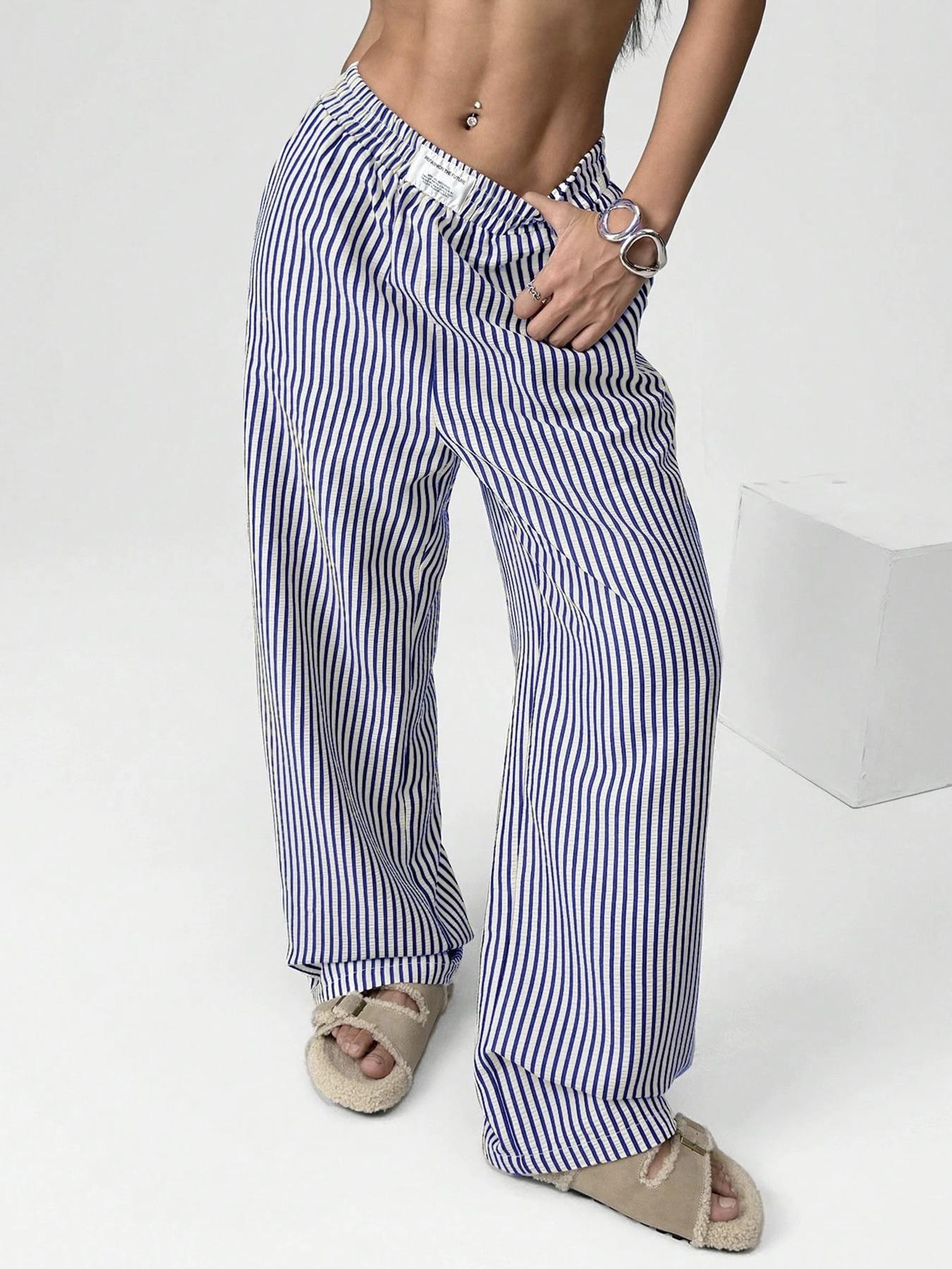 Women's Striped Textured Wide Leg Pants, Casual Lounge Pants for All Seasons, Stylish and Comfortable Long Trousers, Perfect for Casual and Formal Wear