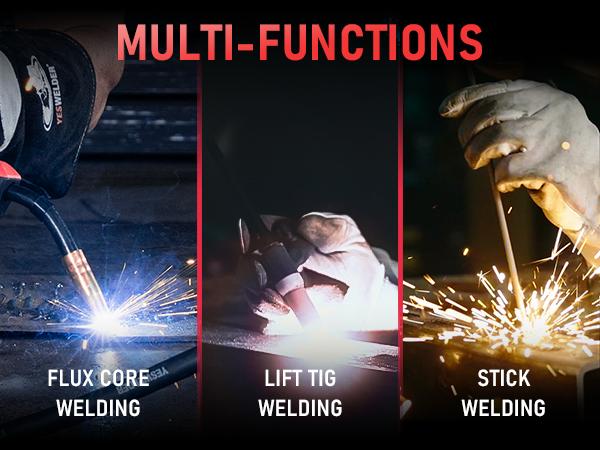 YESWELDER FLUX-135PRO 135Amp 110V Flux Core MIG Welder, Gasless MIG/Lift TIG/Stick 3-in-1 Welding Machine, Digital Display DC IGBT Synergic Control