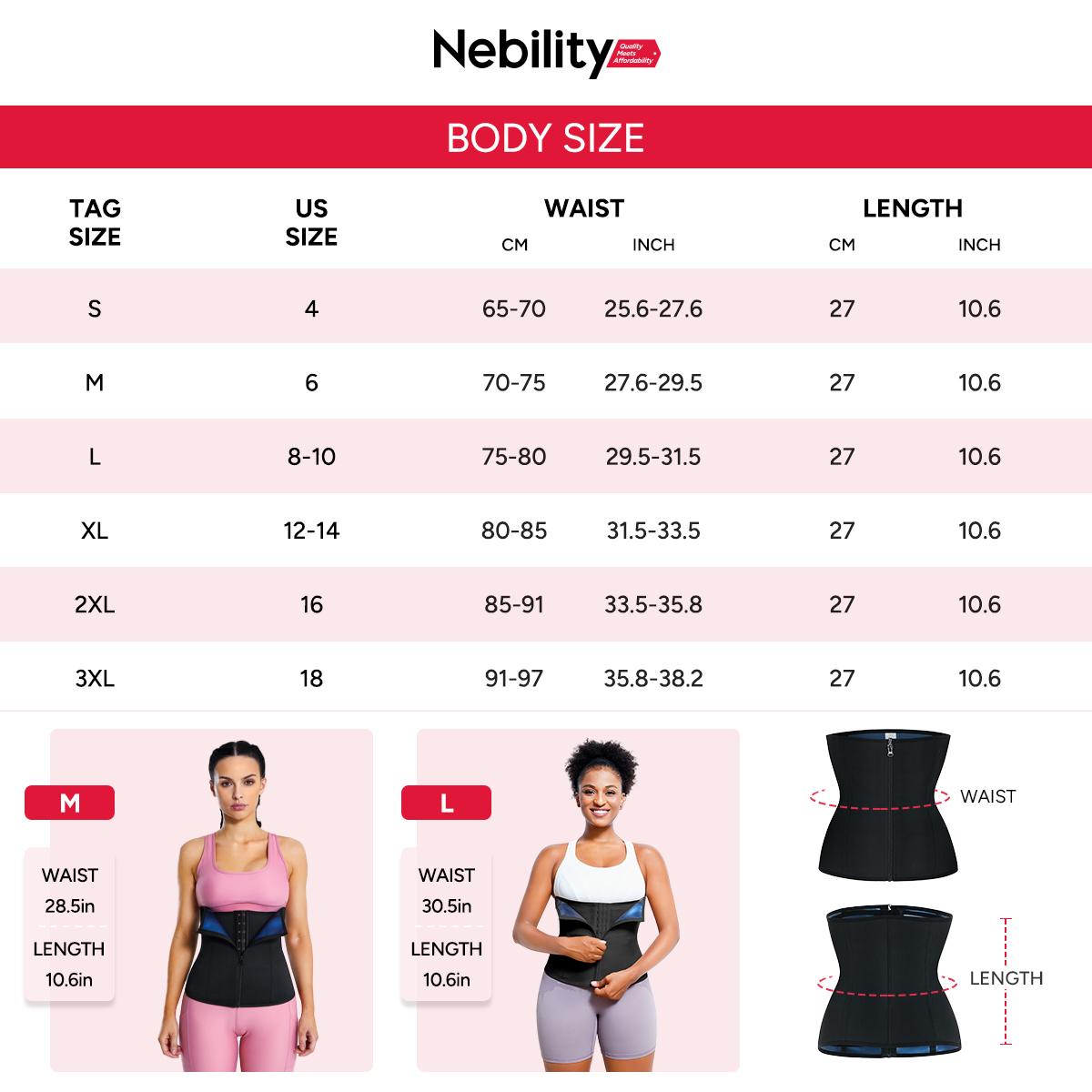 Nebility Womens Waist Trainer Corset with Zipper Sweat Waist Trimmer for Women Workout Belt Corset Shapewear Basic Compression Womenswear