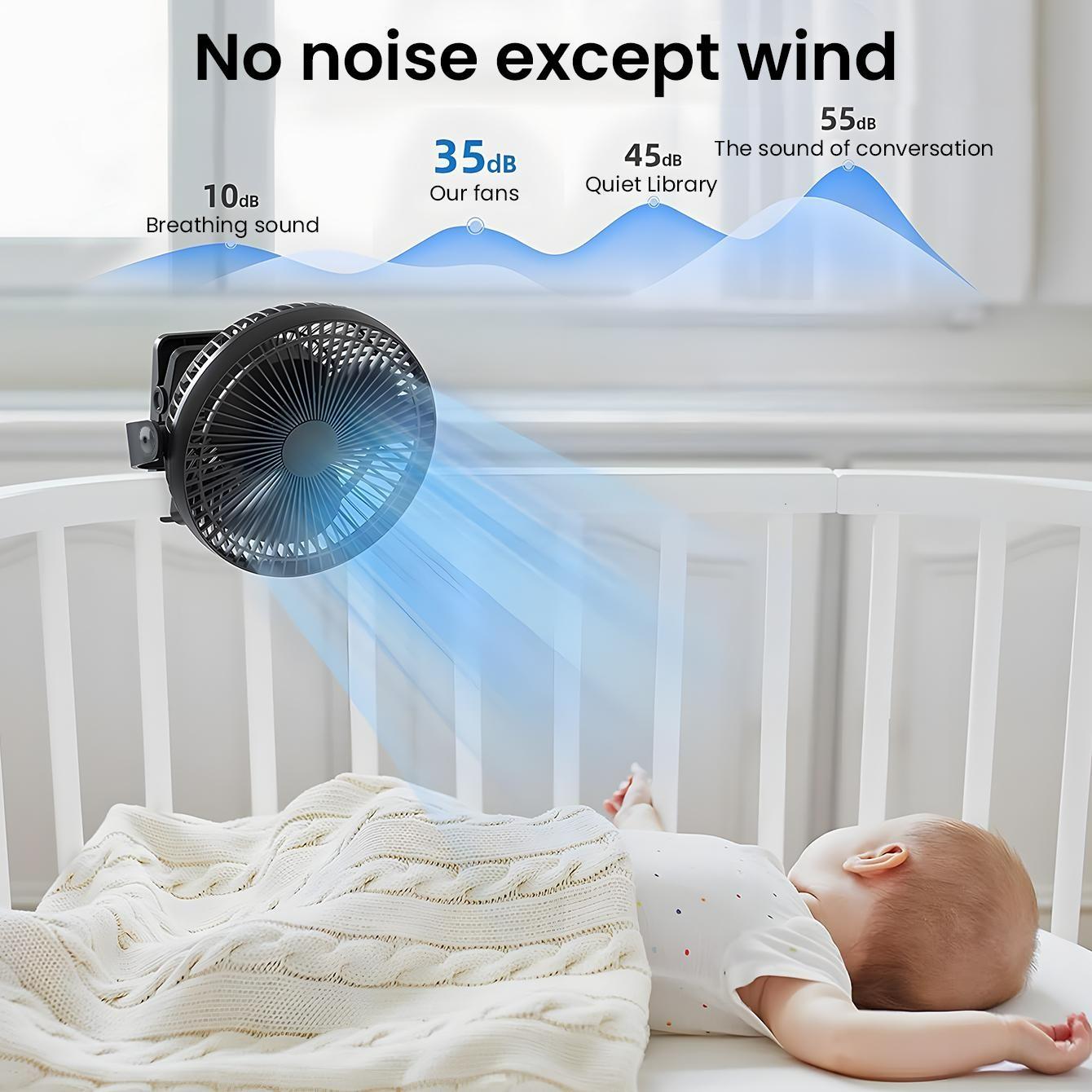 Portable USB Rechargeable Clip-on Fan Desktop Fan, Portable Fan  Personal Stroller Sleeping Fan 720°Angle Adjustable,Suitable for Office, Outdoor Travel, Camping, Gym