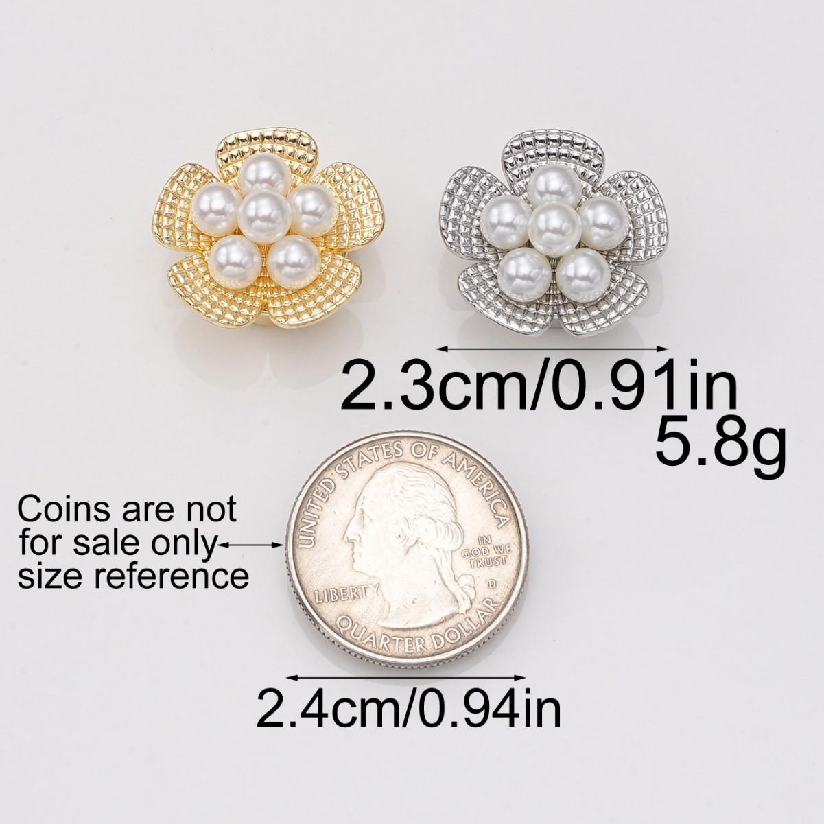 1pc Pearl Flower Shirt Button Set, Metal Clip Buckle for Coat Cardigan, Decorative Buttons, High-End Fashion Accessories