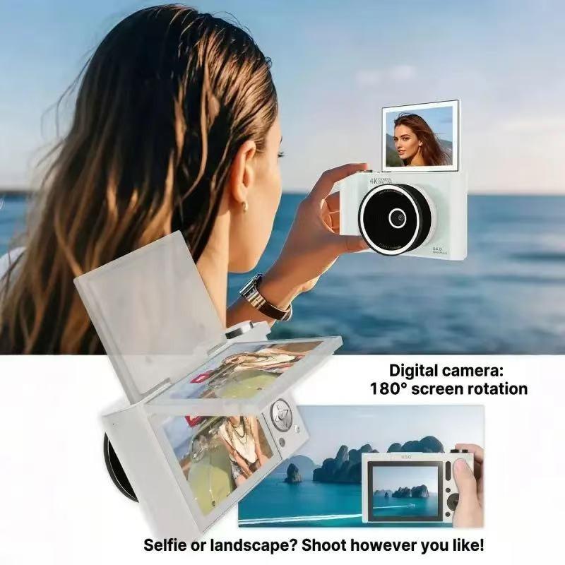 Upgrade 2.04k Digital Camera, Foldable Screen, Portable Video Recorder, 32GB SD Card, Selfie Timer, Image Stabilization, 16x Zoom, Ideal Gift