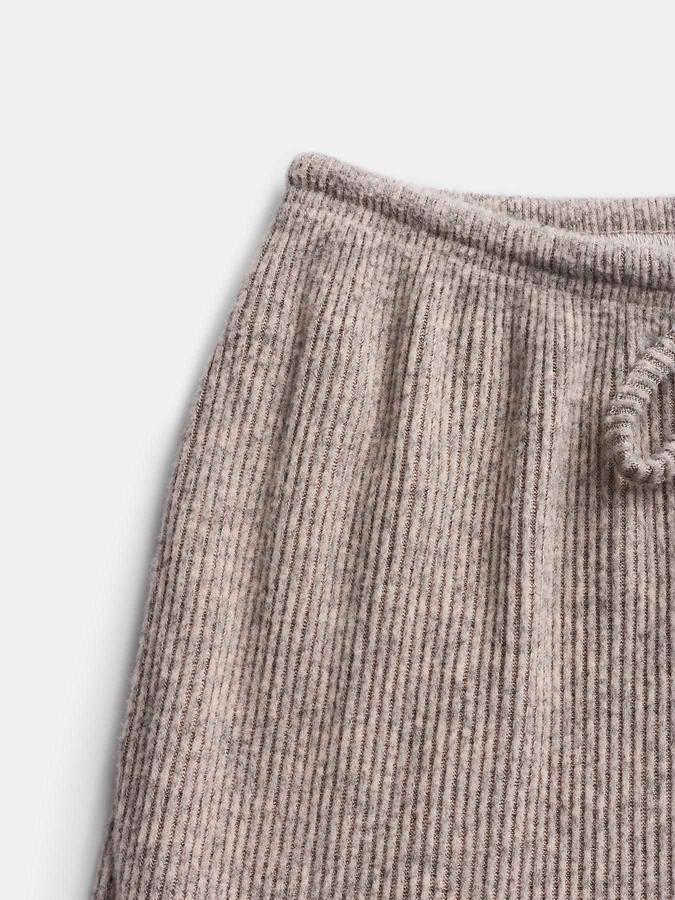 Women's Autumn Winter Set, Knitted Long Sleeve Boat Neck Top with Buttons & Ribbed Long Pants, Casual Loose Fit for Ladies