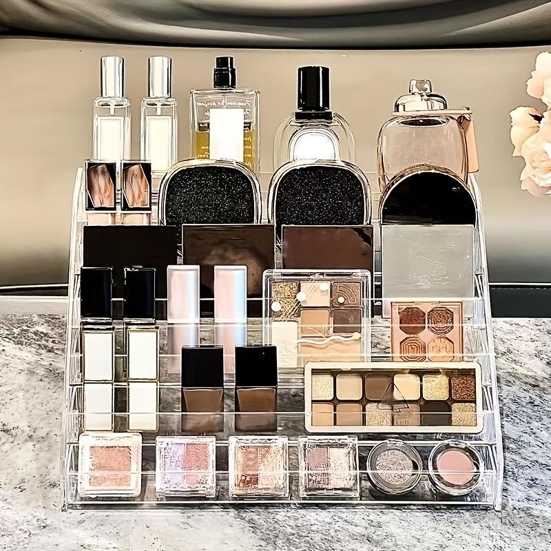 1 set of heavy-duty clear acrylic 5-layer nail polish and storage tower - 27 inches high, 3.2 cubic feet capacity, edged countertop storage rack - versatile display stand for fragrances, skin care products, cosmetics - no assembly tools required (beauty)