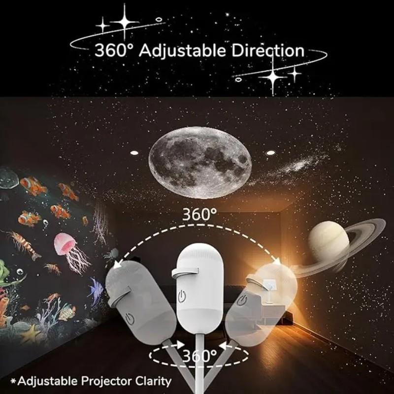 Multifunctional Portable Starry Night Light Projector, Slide Film, Adjustable Brightness, 360 Rotation, Bedroom Decor, Perfect Gift