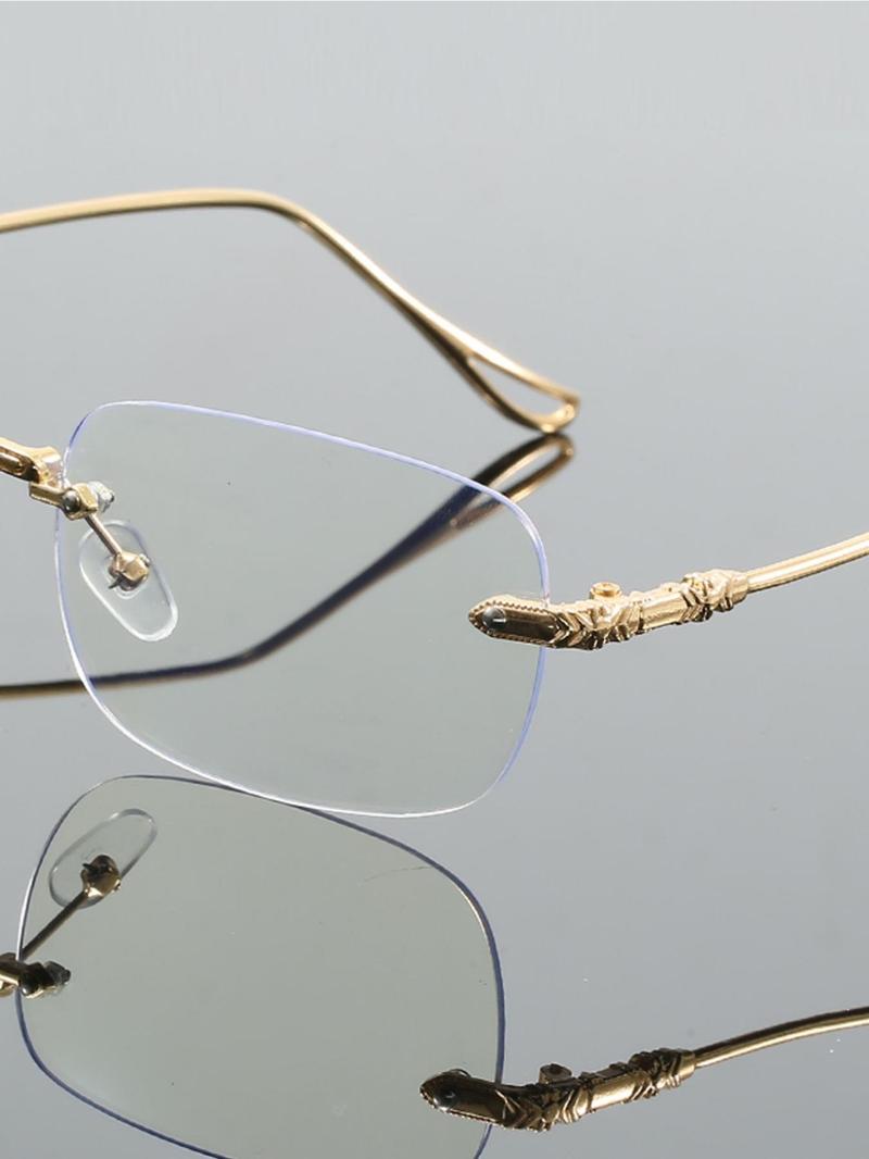 Unisex Frameless Metal Glasses, Anti-Blue Light, Clear Lens, Suitable for Outdoor Travel and Daily Use, All Seasons, Alloy Material, Lightweight Glasses